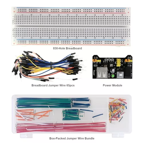 MB102 830 홀 브레드보드 + 65 점퍼 와이어 + 전원 공급 장치 모듈 + arduino diy 스타터 실험용 140 pcs 점퍼 와이어